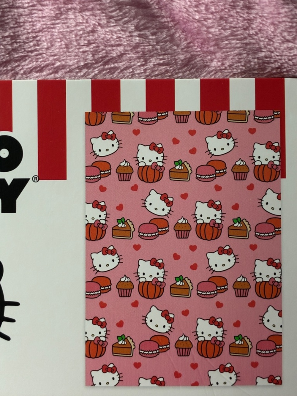 Pink hello kitty macaron & sweets plush throw blanket